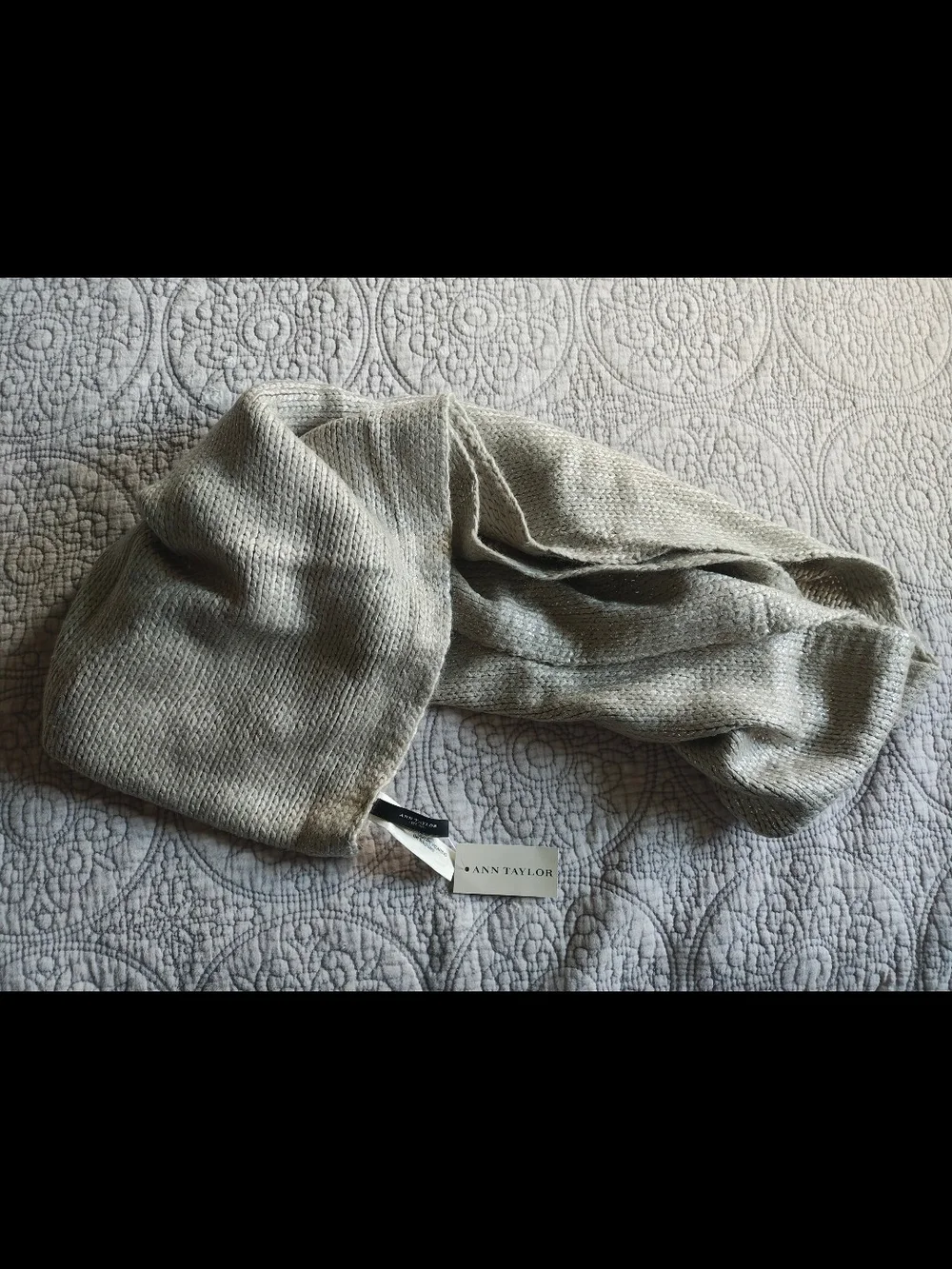 Ann Taylor Heathered Light Gray Knit Scarf